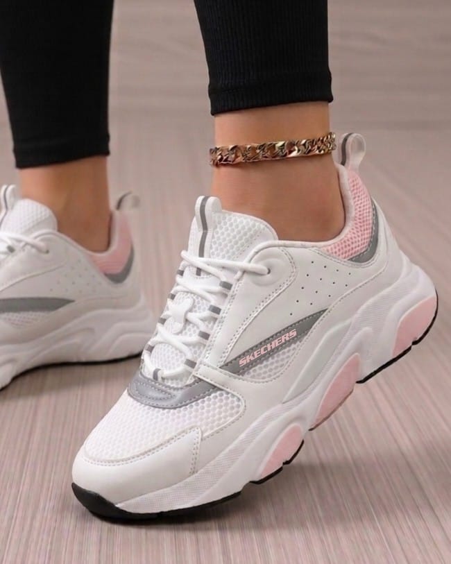SKECHERS BRANCO ROSA